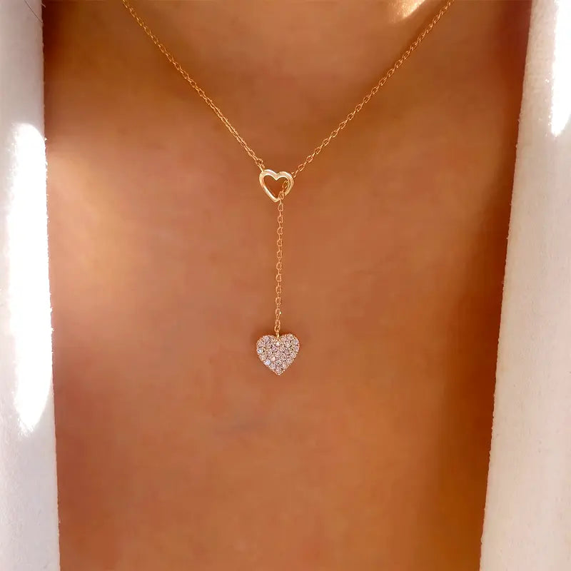 Rhinestone Heart Pendant Y-Necklace