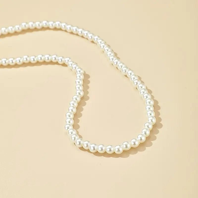 Single-Strand Faux Pearl Choker Necklace
