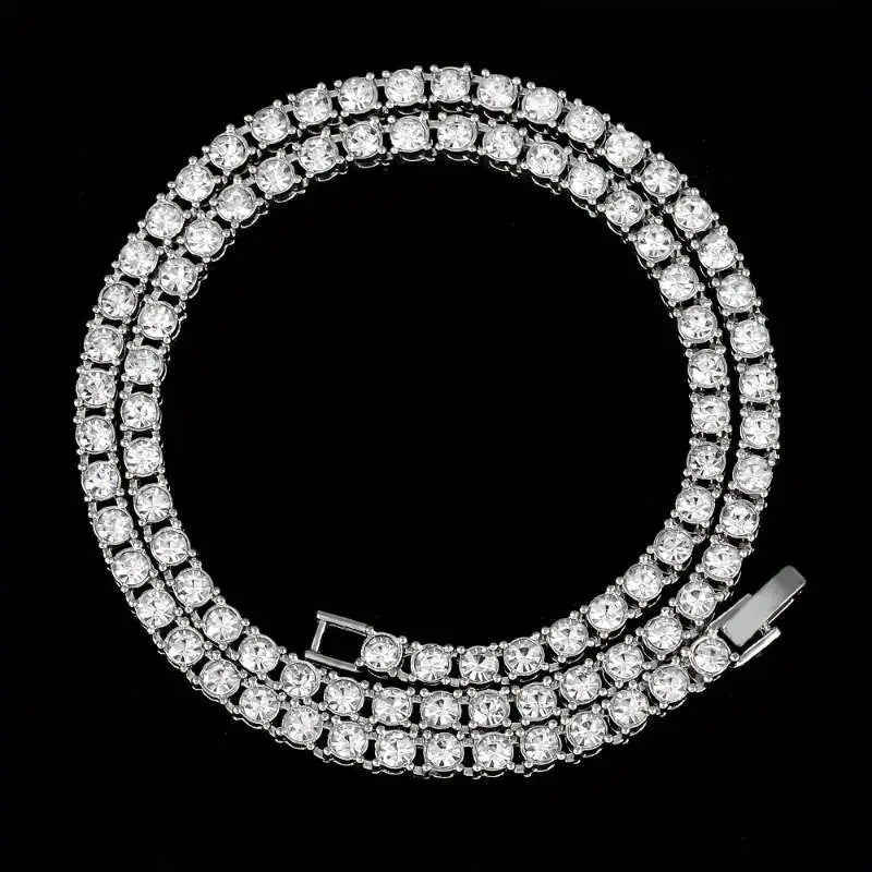 Silver Multi-Layer Necklace with Synthetic Cubic Zirconia