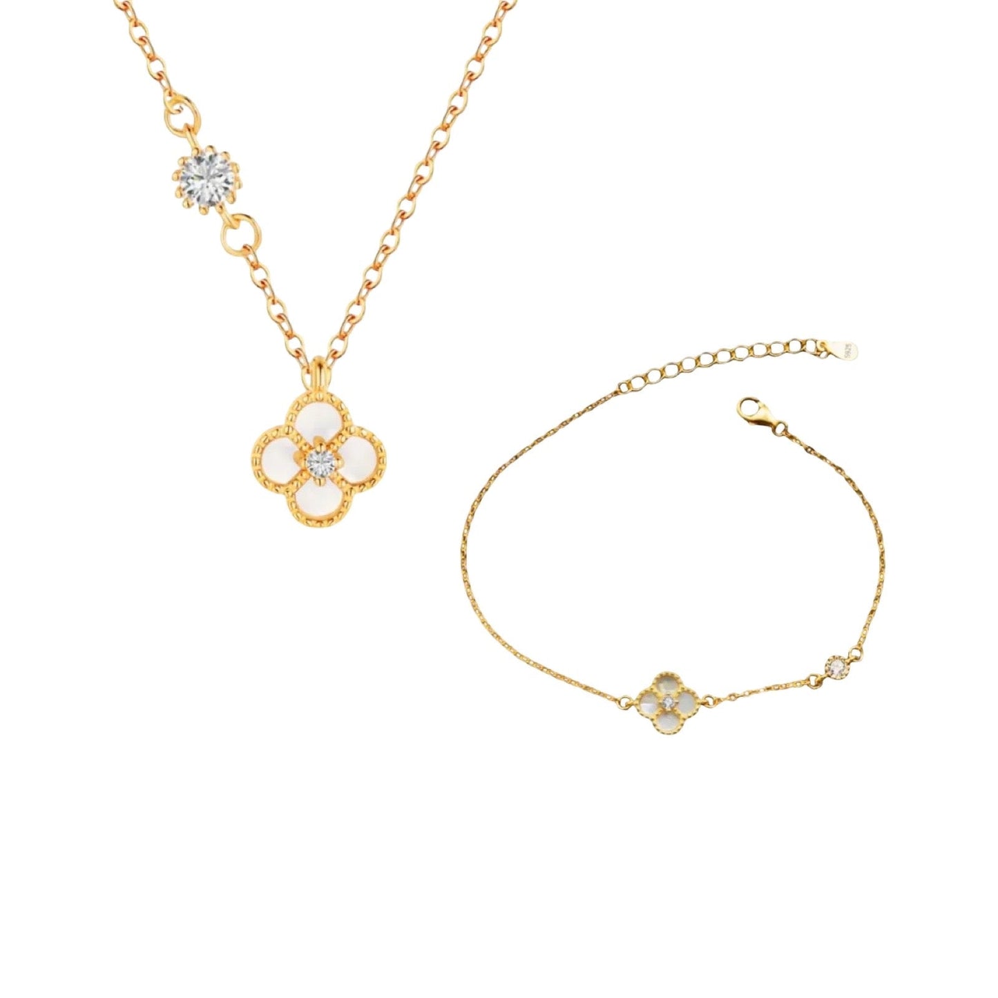 White Single Clover Set