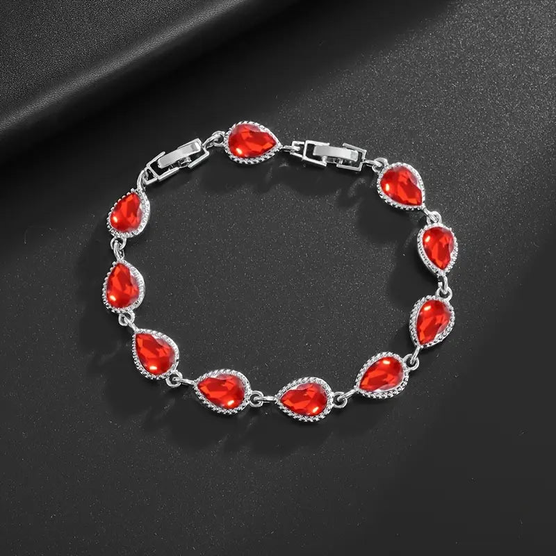 Multi Colour Tear Drop Link Bracelet