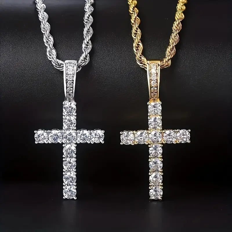 Silver Zirconia Cross Pendant Necklace