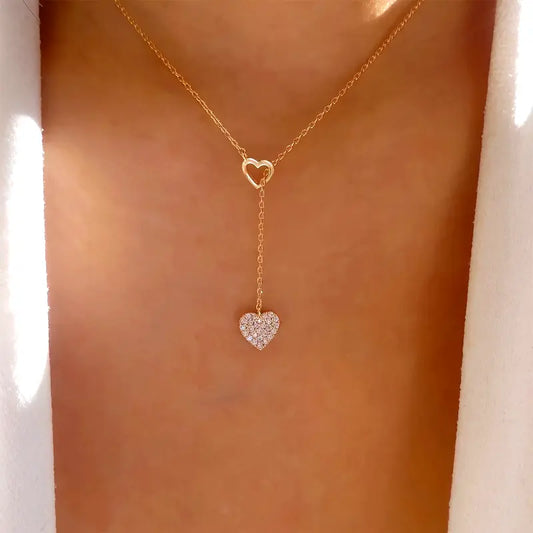 Rhinestone Heart Pendant Y-Necklace