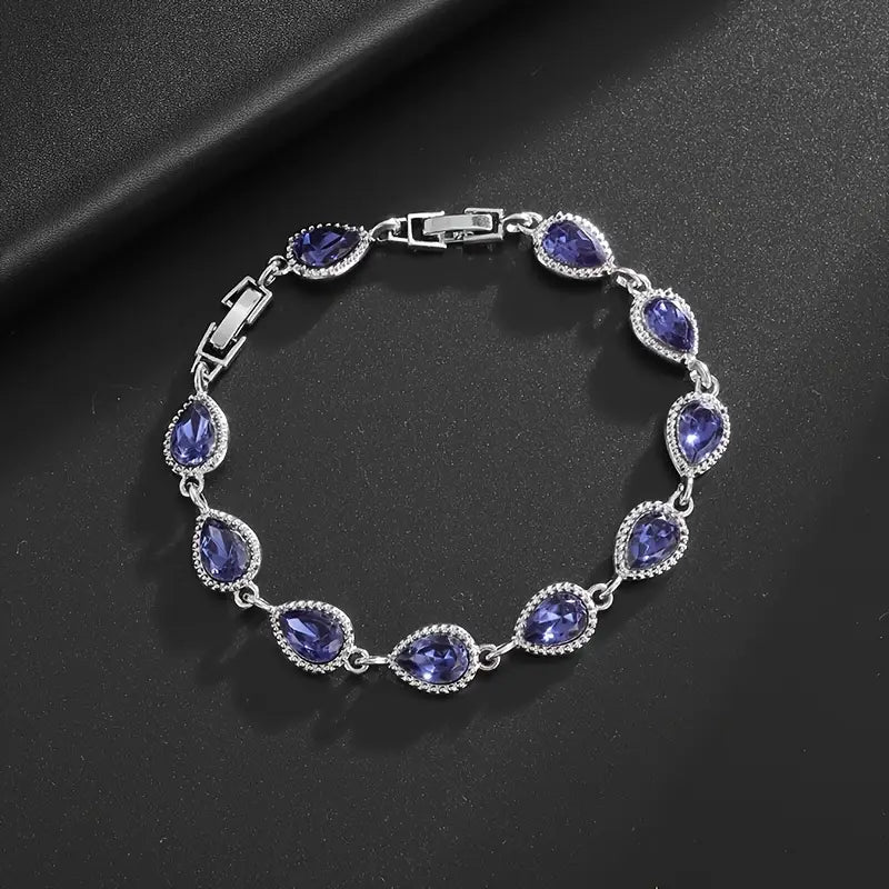 Multi Colour Tear Drop Link Bracelet