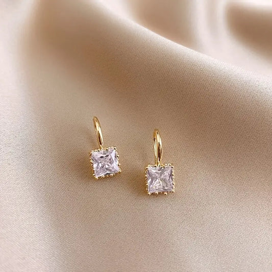 Golden-Plated Square Stud Earrings