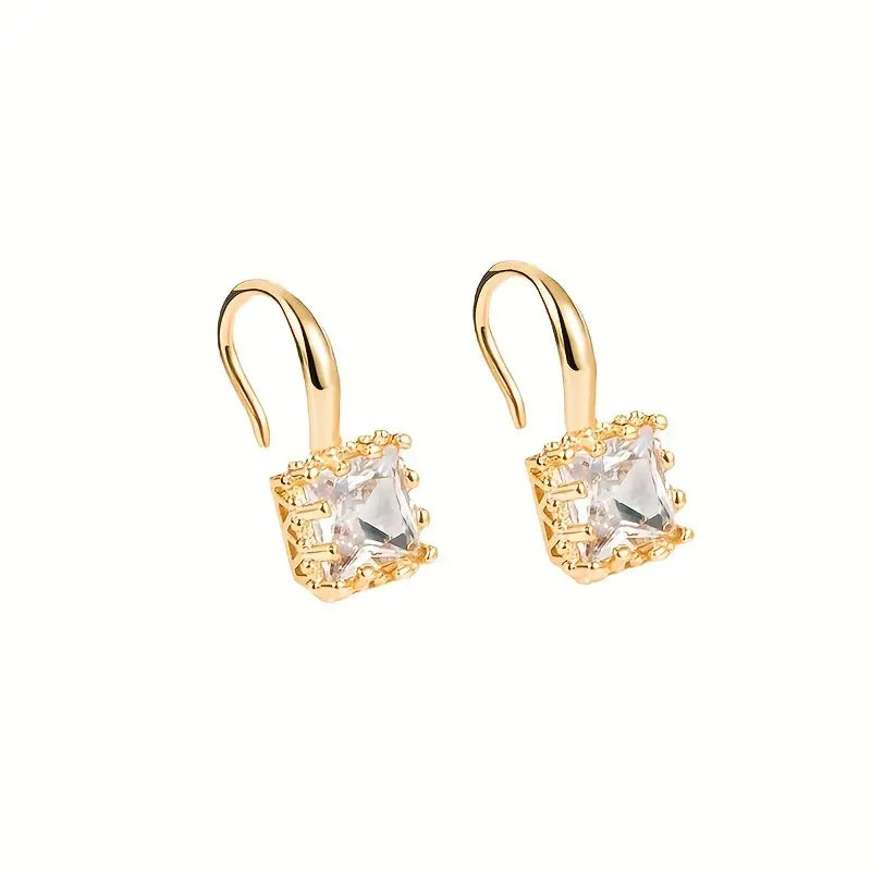 Golden-Plated Square Stud Earrings