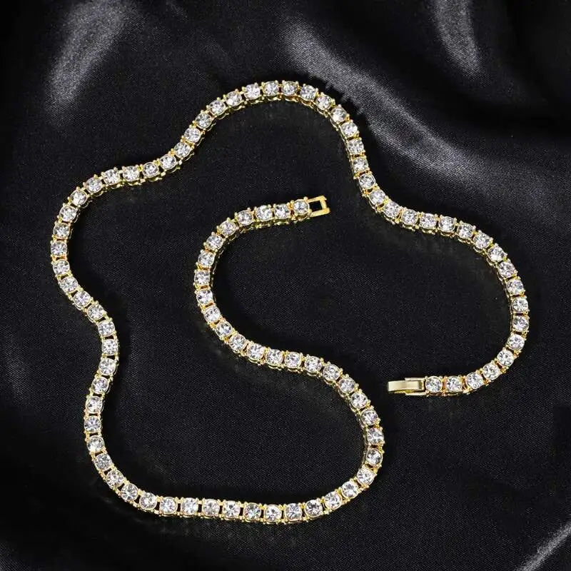 Gold Multi-Layer Necklace with Synthetic Cubic Zirconia