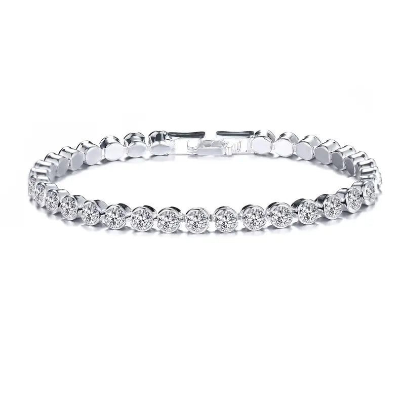 Silver Multi-Row Rhinestone Bracelet