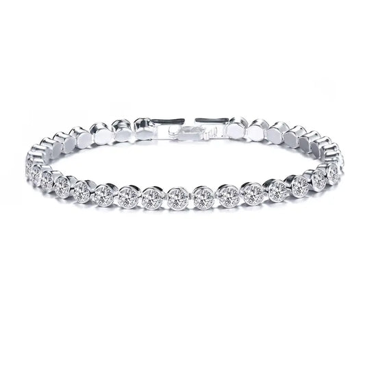 Silver Multi-Row Rhinestone Bracelet