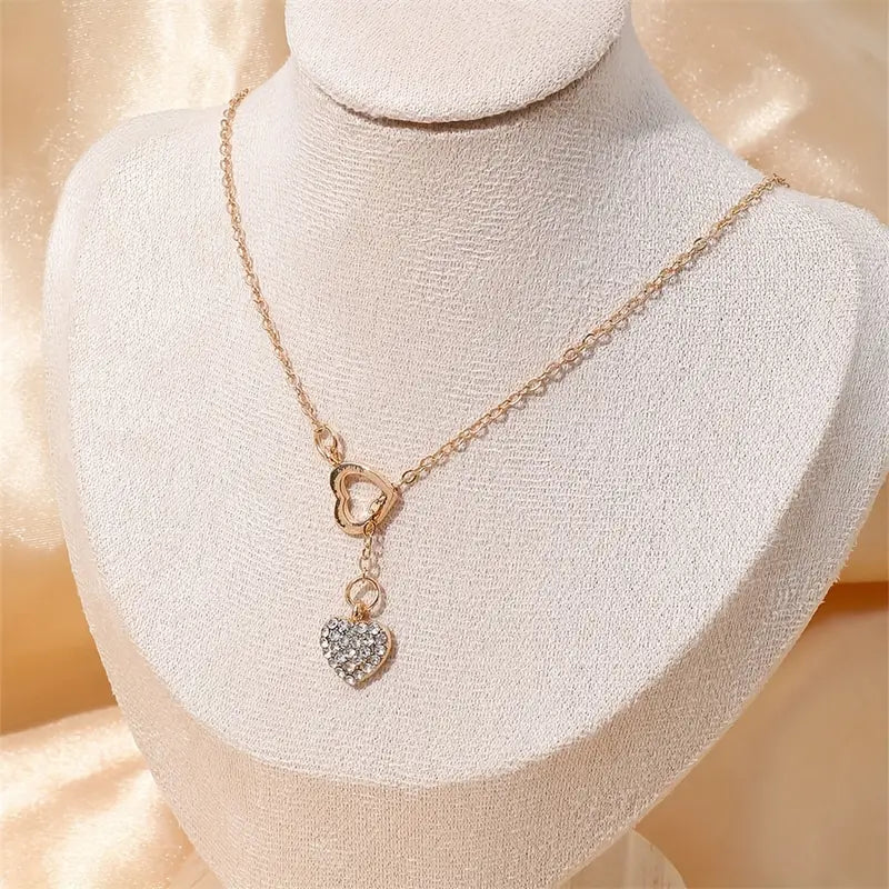 Rhinestone Heart Pendant Y-Necklace