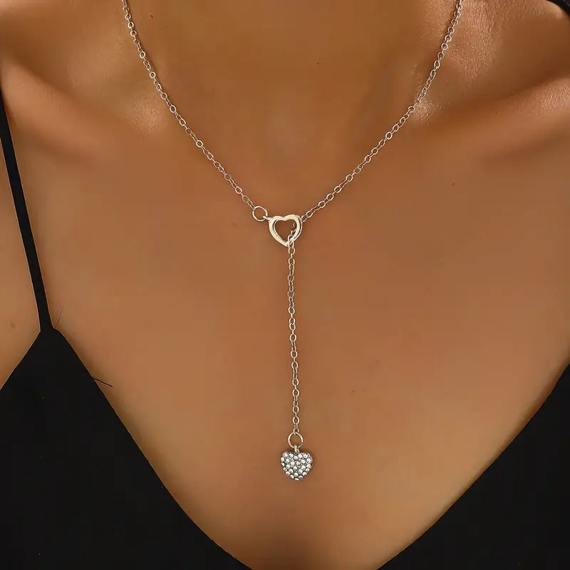Rhinestone Heart Pendant Y-Necklace