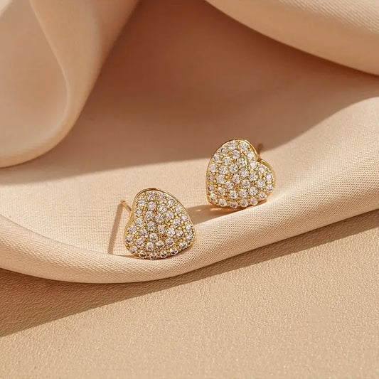 Gold Heart Stud Earrings