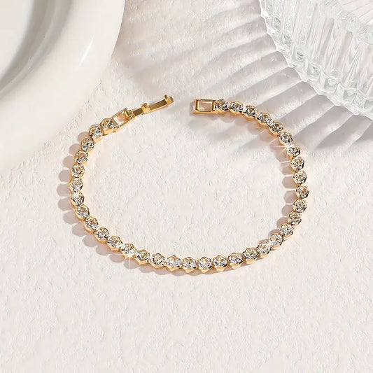 Gold Multi-Row Rhinestone Bracelet