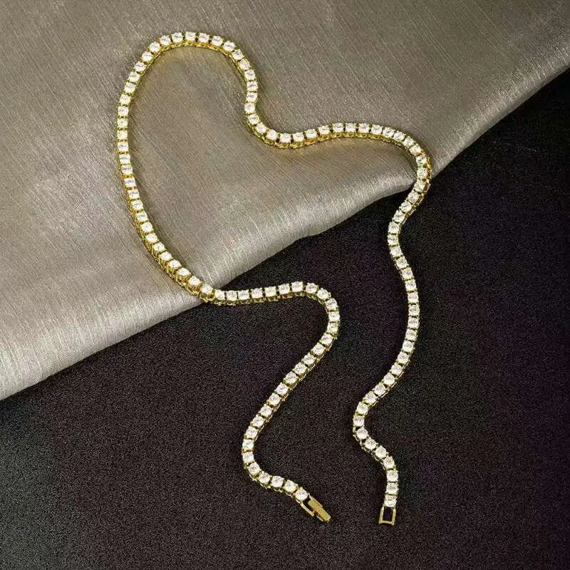 Gold Multi-Layer Necklace with Synthetic Cubic Zirconia