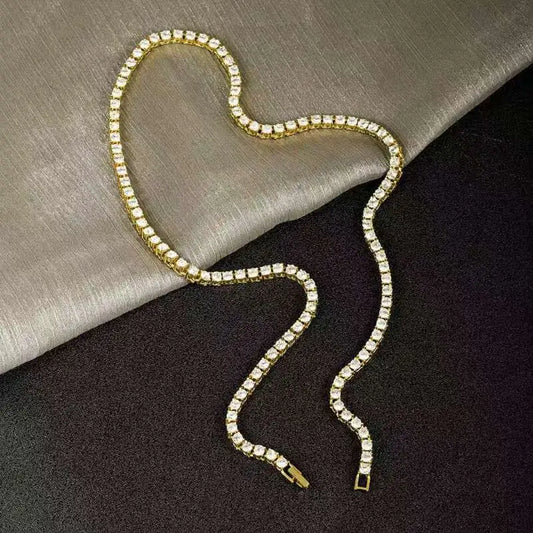 Gold Multi-Layer Necklace with Synthetic Cubic Zirconia