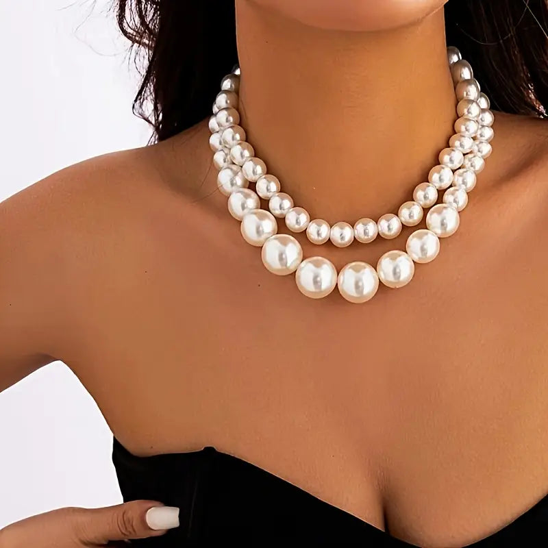 Multi-Layered Pearl Choker Necklace