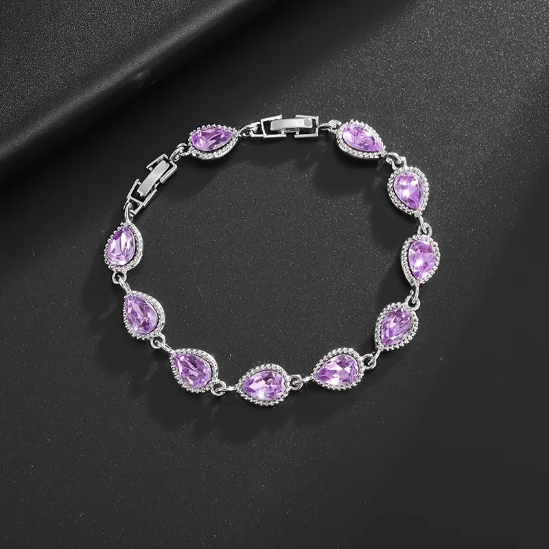 Multi Colour Tear Drop Link Bracelet