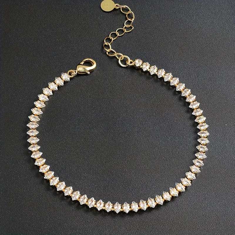 Gold Synthetic Zirconia Bracelet for Women
