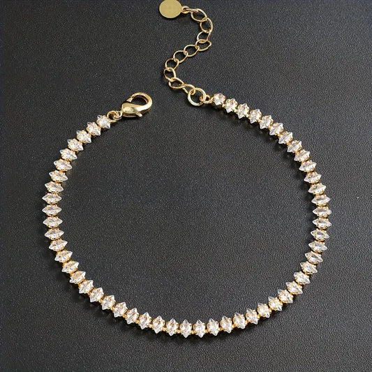Gold Synthetic Zirconia Bracelet for Women