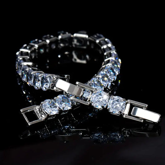 White Cubic Synthetic Zirconia Tennis Chain Bracelet