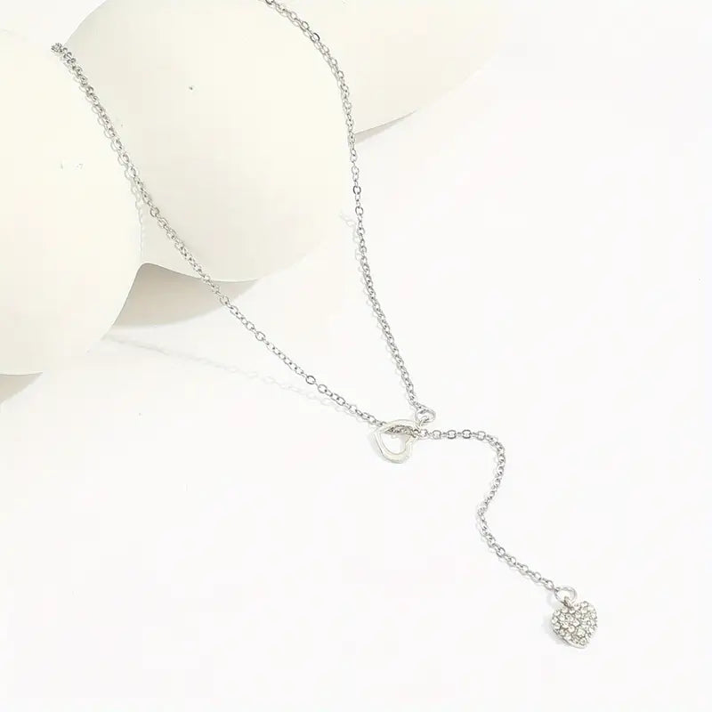 Rhinestone Heart Pendant Y-Necklace