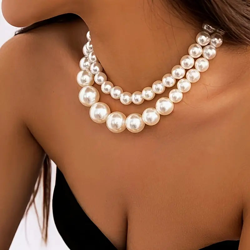 Multi-Layered Pearl Choker Necklace