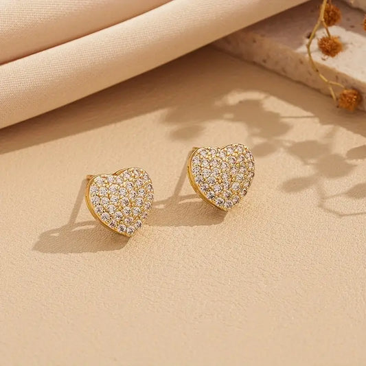 Gold Heart Stud Earrings