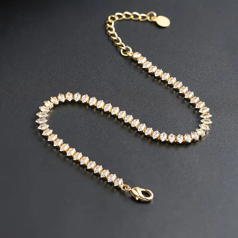 Gold Synthetic Zirconia Bracelet for Women