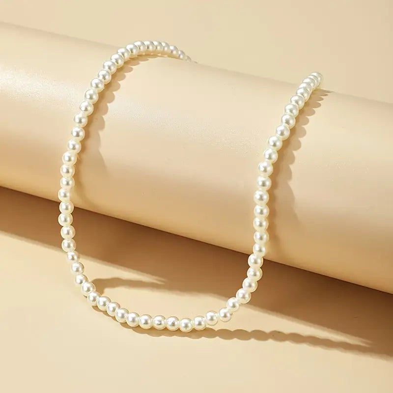 Single-Strand Faux Pearl Choker Necklace