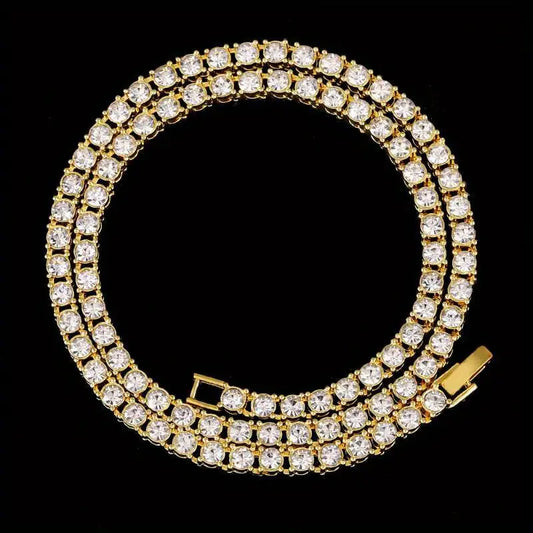 Gold Multi-Layer Necklace with Synthetic Cubic Zirconia
