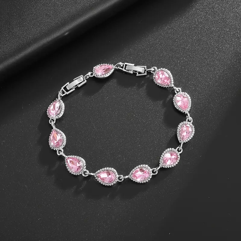 Multi Colour Tear Drop Link Bracelet