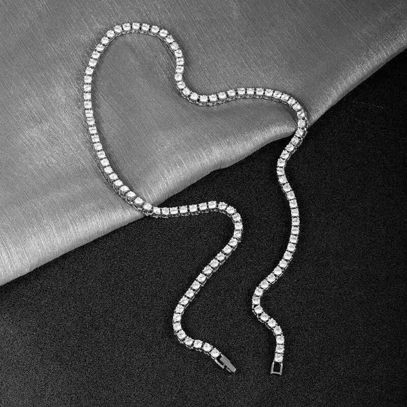 Silver Multi-Layer Necklace with Synthetic Cubic Zirconia