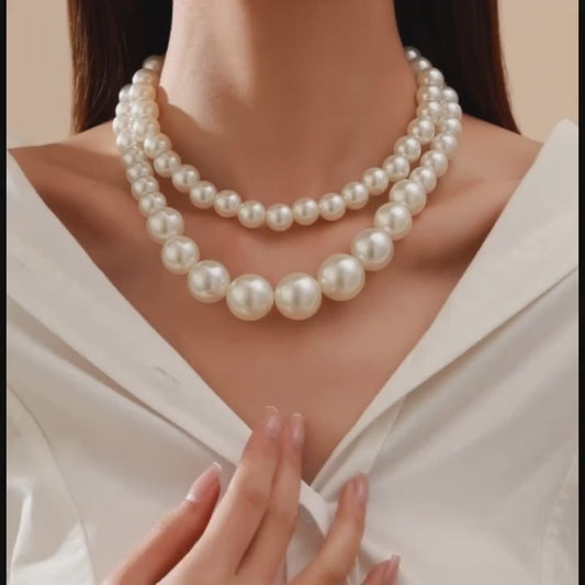 Multi-Layered Pearl Choker Necklace